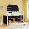Twin Size Playhouse Loft Bed Frame with Tower Tent and 3 Storage Pockets for Kids
